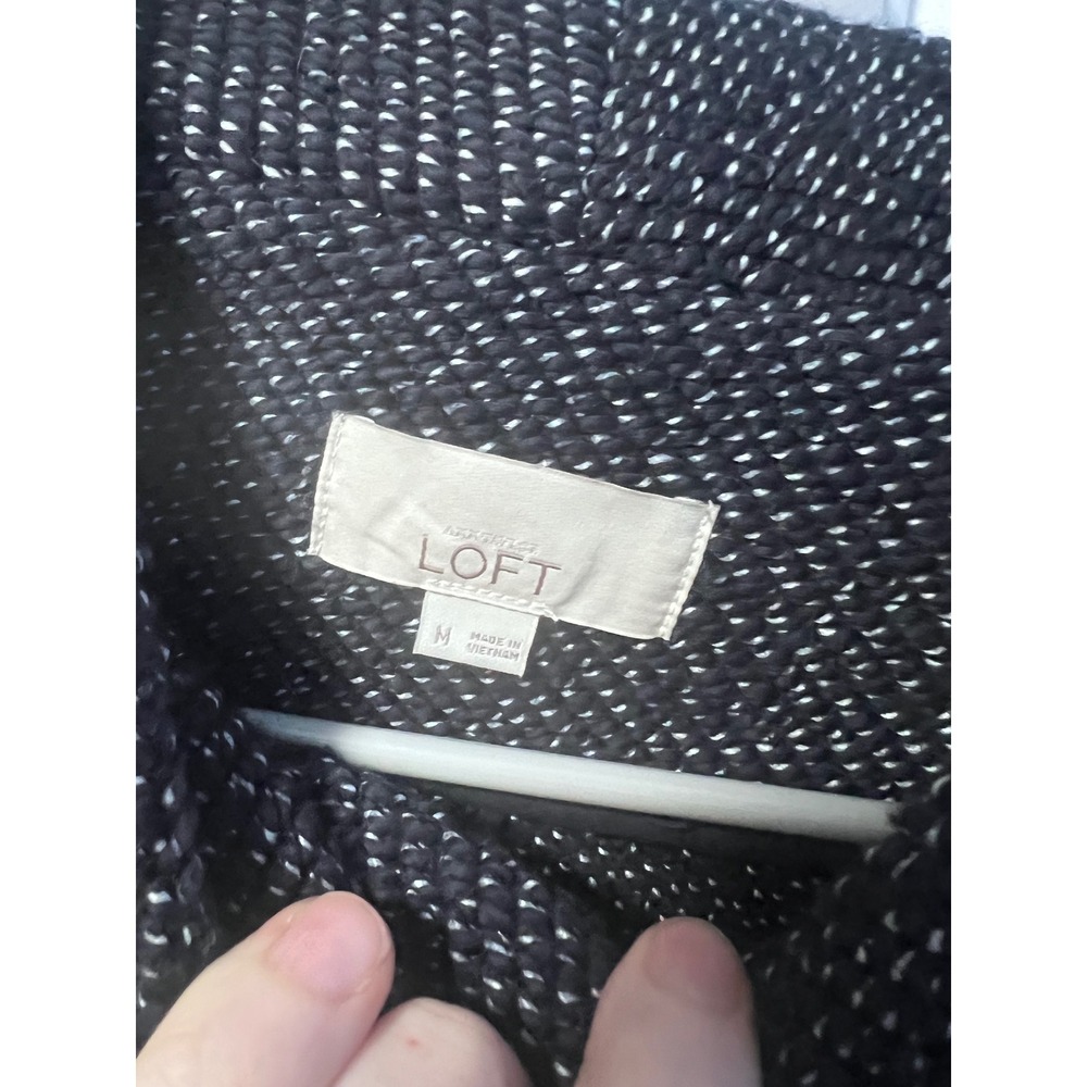LOFT Cropped Pea Coat Womens M Navy Blue Textured Knit - Picture 3 of 8